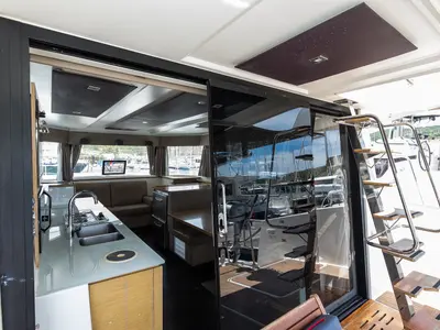Galley of Dream Star, a Fountaine Pajot MY 37 catamaran at Primošten, Croatia