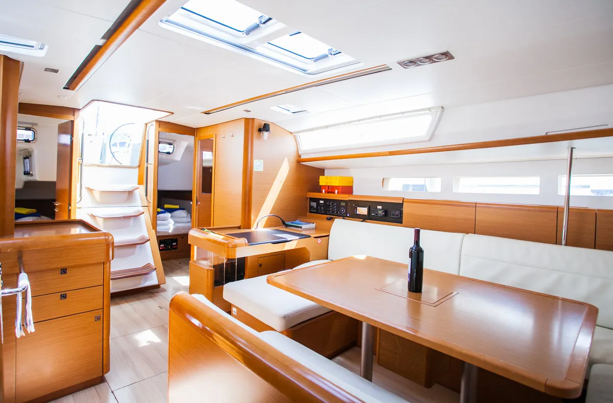 Salon of Rock Point, a Jeanneau Sun Odyssey 509 sailboat at Dubrovnik, Croatia