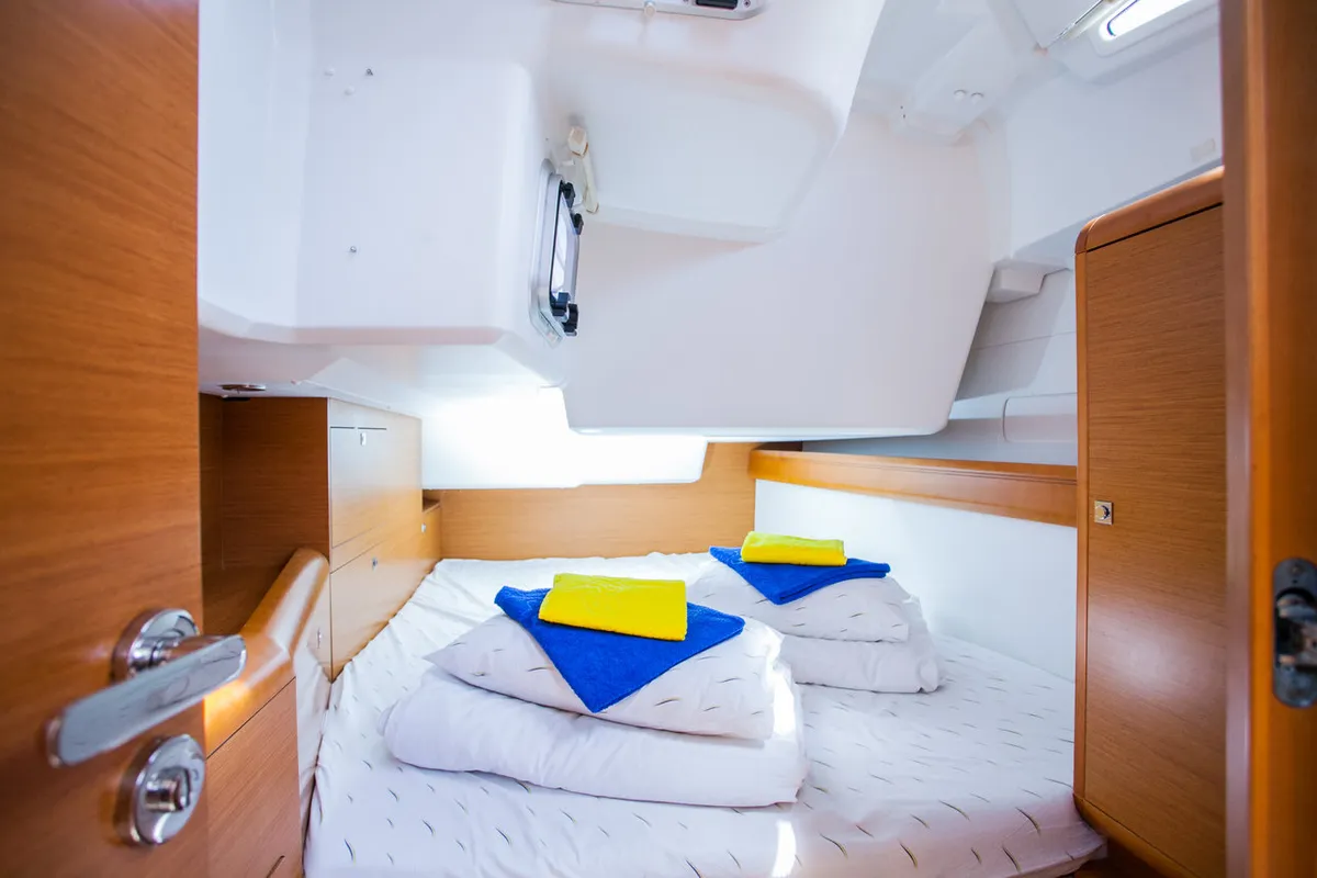 Cabin on Rock Point, a Jeanneau Sun Odyssey 509 sailboat at Dubrovnik, Croatia