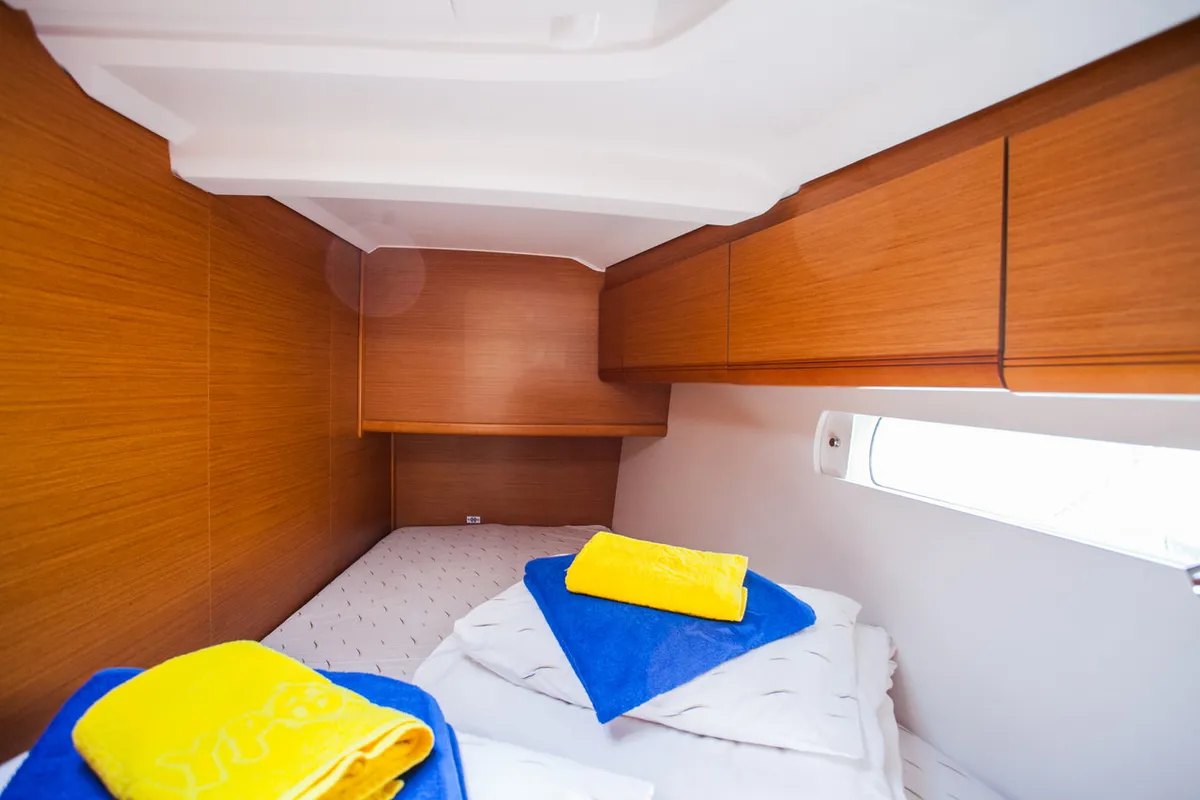 Cabin on Rock Point, a Jeanneau Sun Odyssey 509 sailboat at Dubrovnik, Croatia