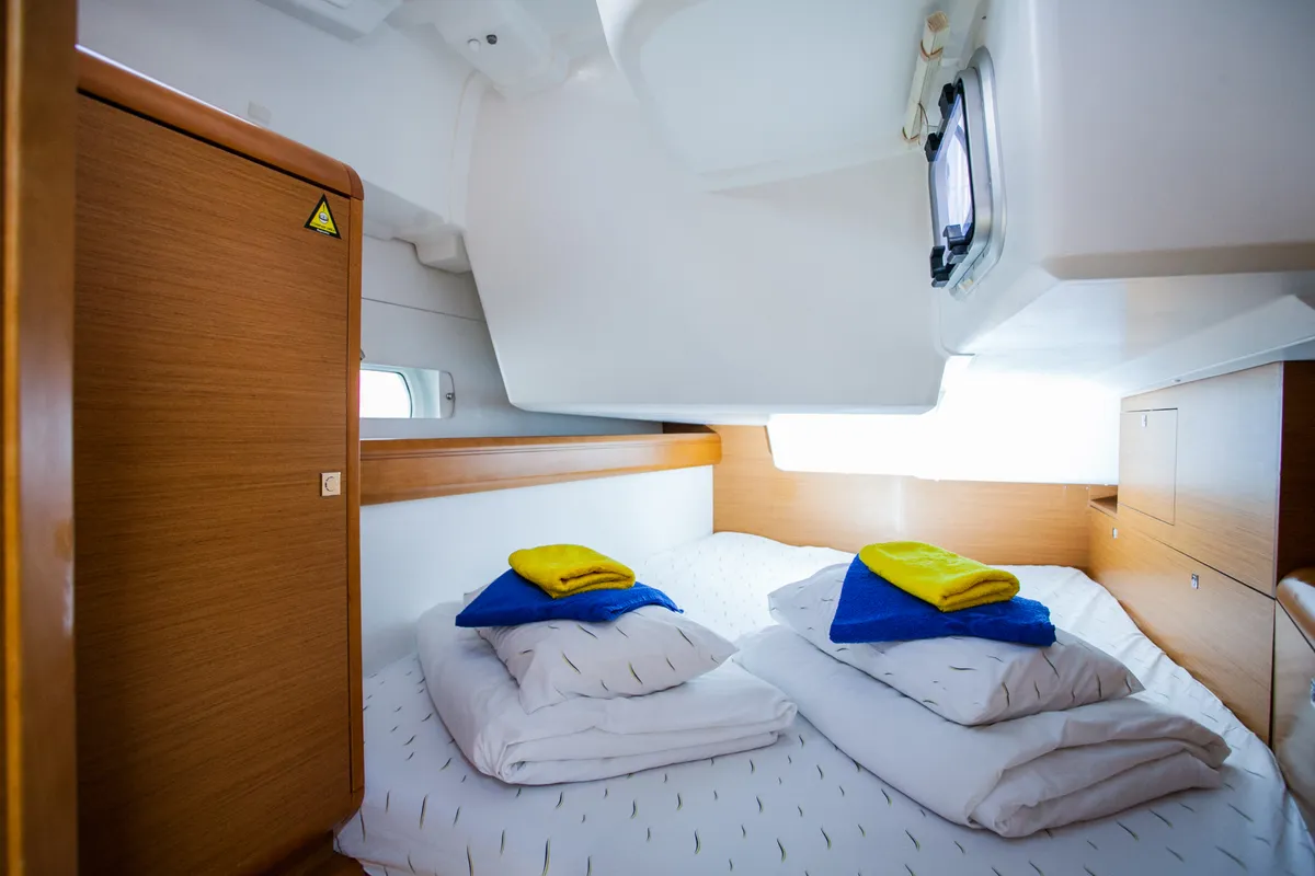 Cabin on Rock Point, a Jeanneau Sun Odyssey 509 sailboat at Dubrovnik, Croatia