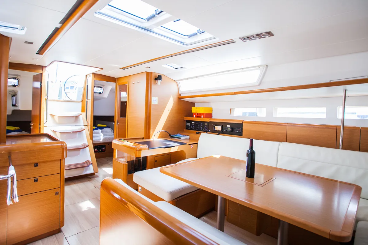 Salon of Rock Point, a Jeanneau Sun Odyssey 509 sailboat at Dubrovnik, Croatia