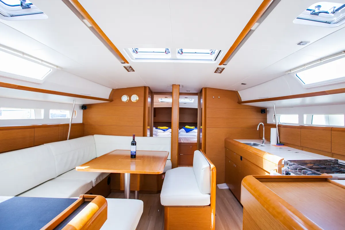 Salon of Rock Point, a Jeanneau Sun Odyssey 509 sailboat at Dubrovnik, Croatia