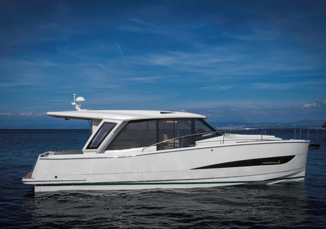 Exterior view of Kviteseid, a Greenline 39 motorboat at Porsgrunn, Norway