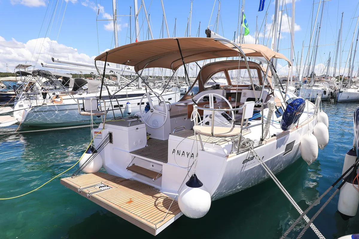 Exterior view of Anaya, a Elan Impression 45.1 sailboat at Biograd na Moru, Croatia