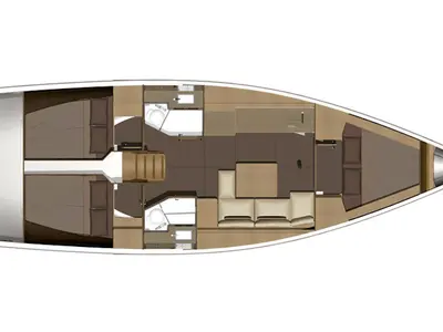 Floor plan of AF-D382(II), a Dufour 382 Grand Large sailboat at Municipal Unit of Rhodes, Greece