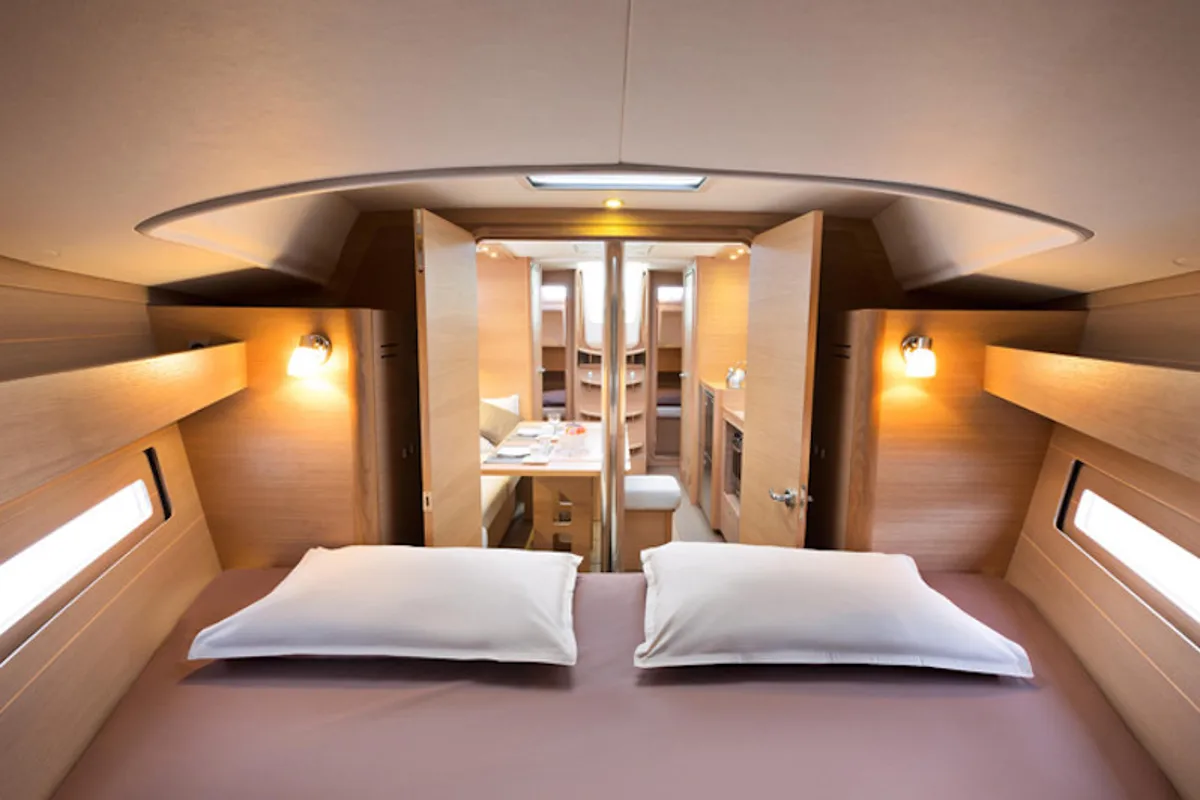 Cabin on AF-D382(II), a Dufour 382 Grand Large sailboat at Municipal Unit of Rhodes, Greece