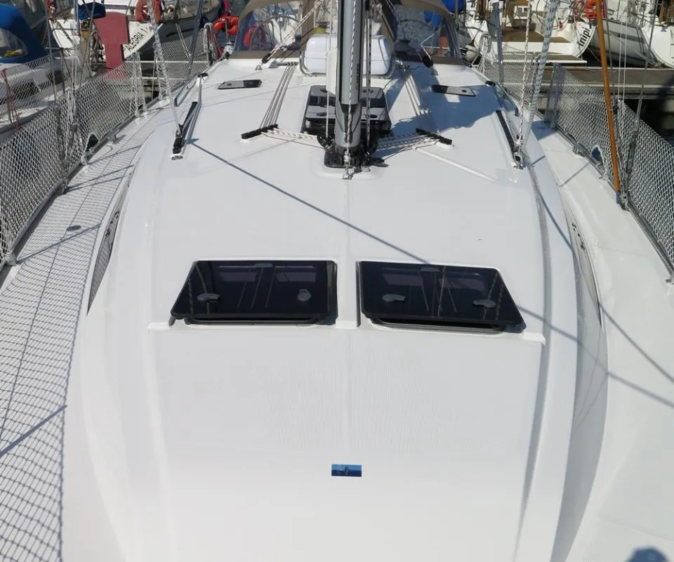 Deck of Seawolf , a Bavaria Cruiser 46 sailboat at Općina Vrsar, Croatia
