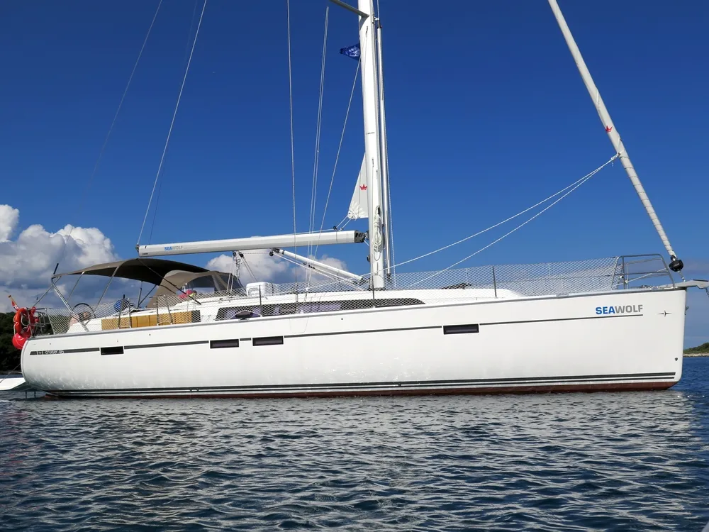 Exterior view of Seawolf , a Bavaria Cruiser 46 sailboat at Općina Vrsar, Croatia