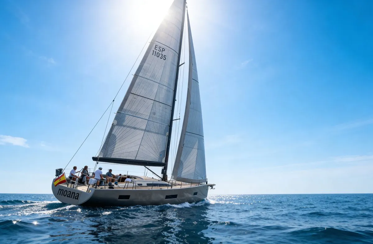 Moana, a Beneteau First 53 sailboat at Ibiza, Spain