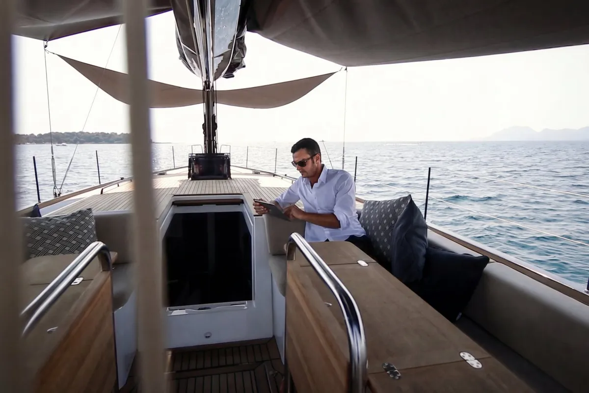 Moana, a Beneteau First 53 sailboat at Ibiza, Spain