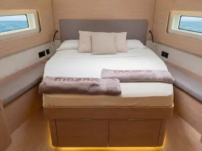 Cabin on Moana, a Beneteau First 53 sailboat at Ibiza, Spain