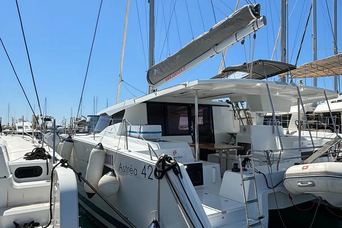 Timeless Planet, a Fountaine Pajot Astrea 42 catamaran at Marsala, Italy