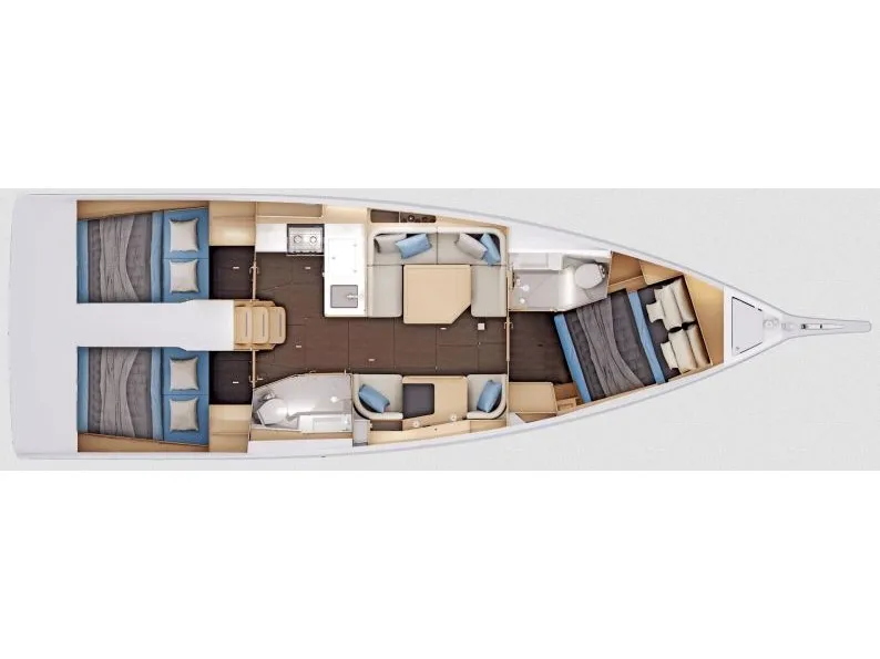 Floor plan of ŠINKI CA, a Jeanneau Sun Odyssey 415 sailboat at Općina Sukošan, Croatia
