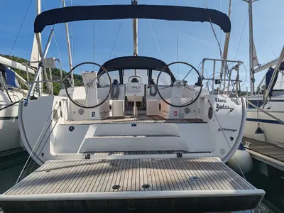 Cockpit of Elara, a Bavaria Cruiser 46 sailboat at Općina Pakoštane, Croatia