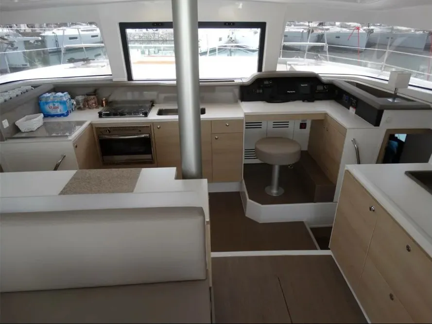 Galley of AF-B4.1, a Bali 4.1 catamaran at Municipal Unit of Lefkada, Greece
