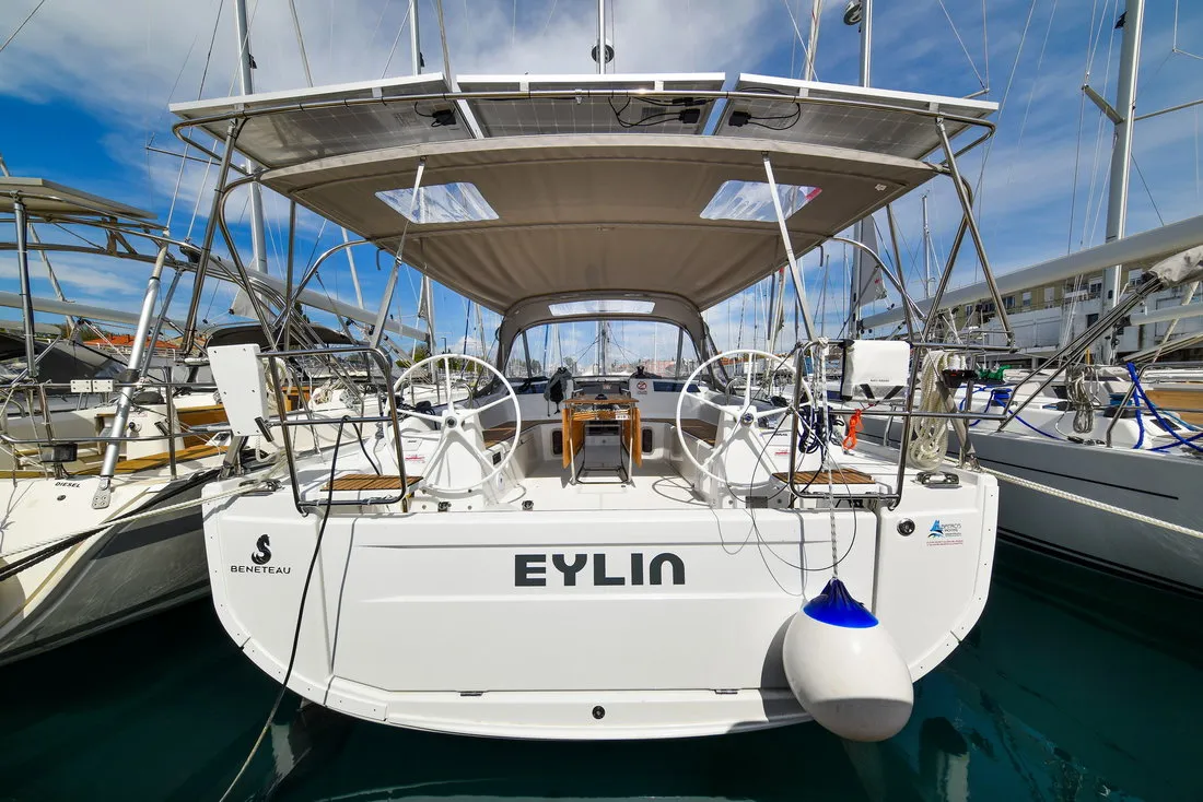 Cockpit of Eylin, a Beneteau Oceanis 40.1 sailboat at Zadar, Croatia