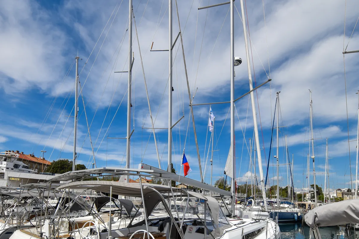 Exterior view of Eylin, a Beneteau Oceanis 40.1 sailboat at Zadar, Croatia