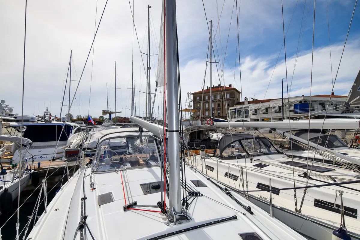 Exterior view of Eylin, a Beneteau Oceanis 40.1 sailboat at Zadar, Croatia