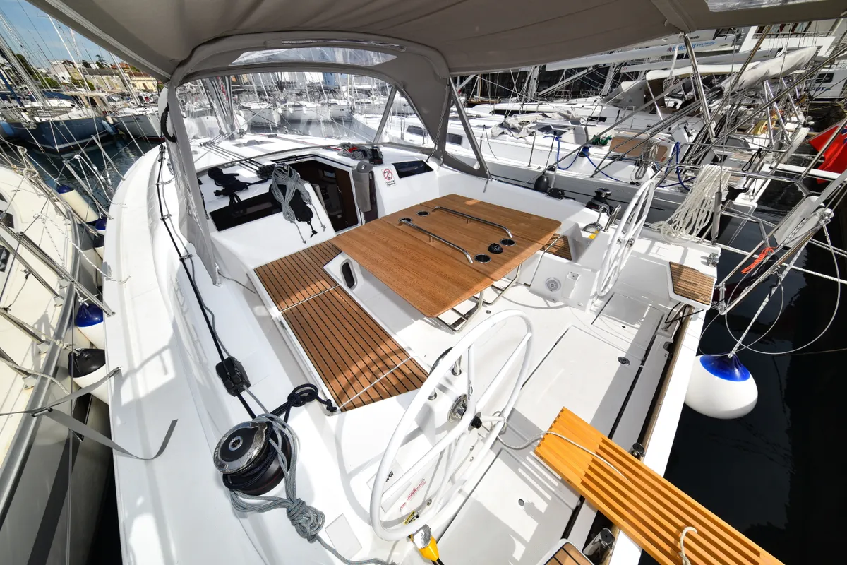 Deck of Eylin, a Beneteau Oceanis 40.1 sailboat at Zadar, Croatia