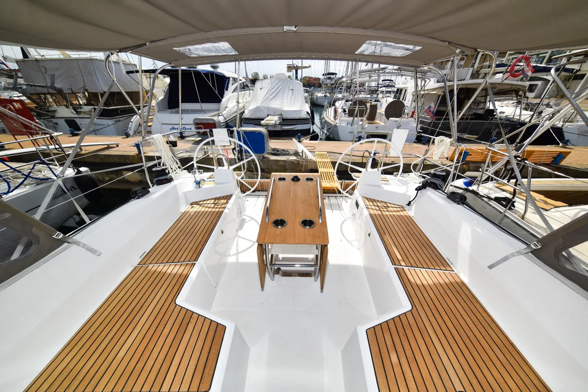 Deck of Eylin, a Beneteau Oceanis 40.1 sailboat at Zadar, Croatia