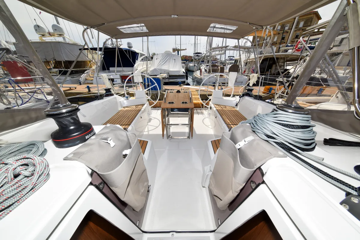 Deck of Eylin, a Beneteau Oceanis 40.1 sailboat at Zadar, Croatia