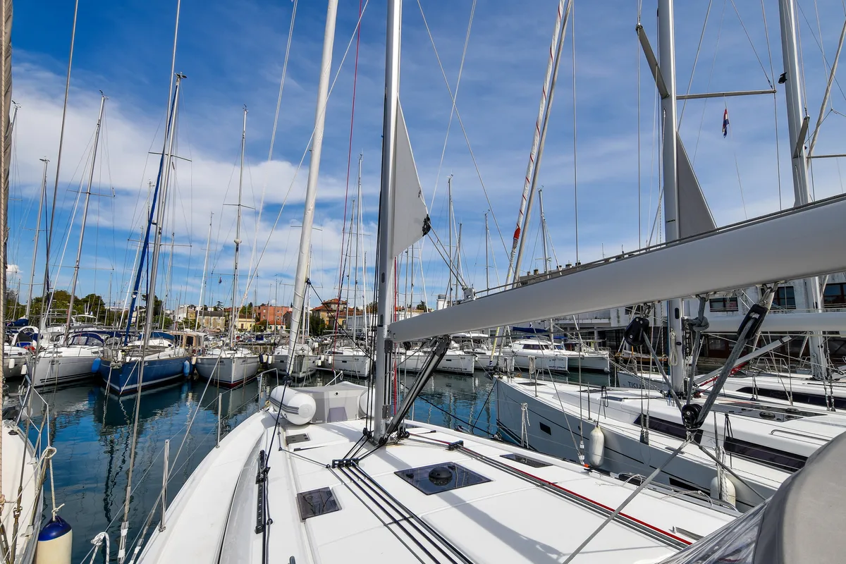 Cockpit of Eylin, a Beneteau Oceanis 40.1 sailboat at Zadar, Croatia