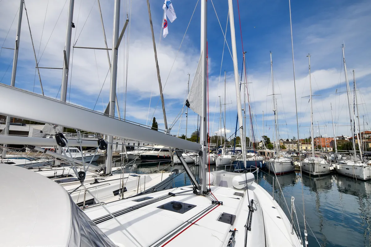 Head on Eylin, a Beneteau Oceanis 40.1 sailboat at Zadar, Croatia
