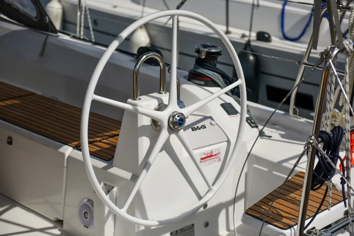 Head on Eylin, a Beneteau Oceanis 40.1 sailboat at Zadar, Croatia