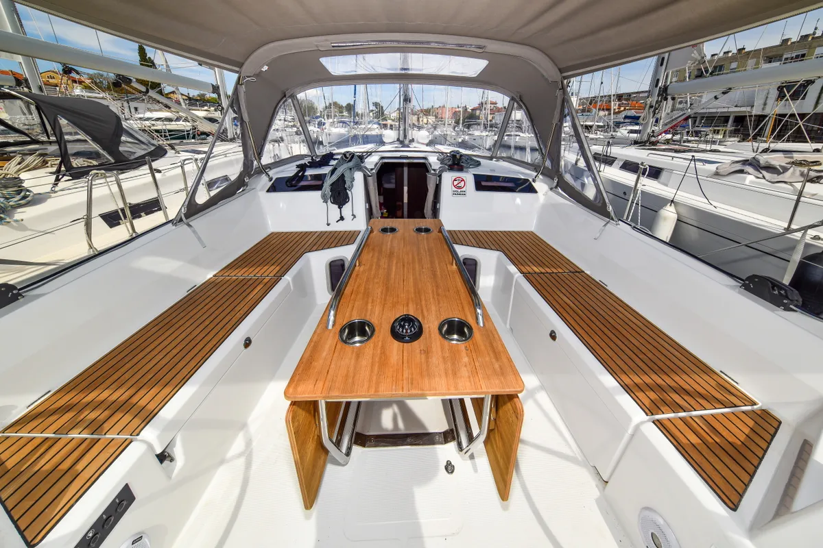 Head on Eylin, a Beneteau Oceanis 40.1 sailboat at Zadar, Croatia
