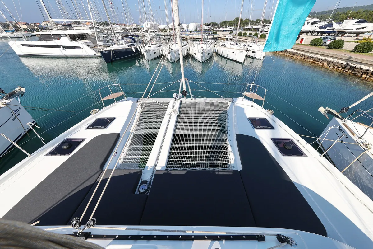 Deck of NAMI, a Lagoon 38 catamaran at Općina Sukošan, Croatia