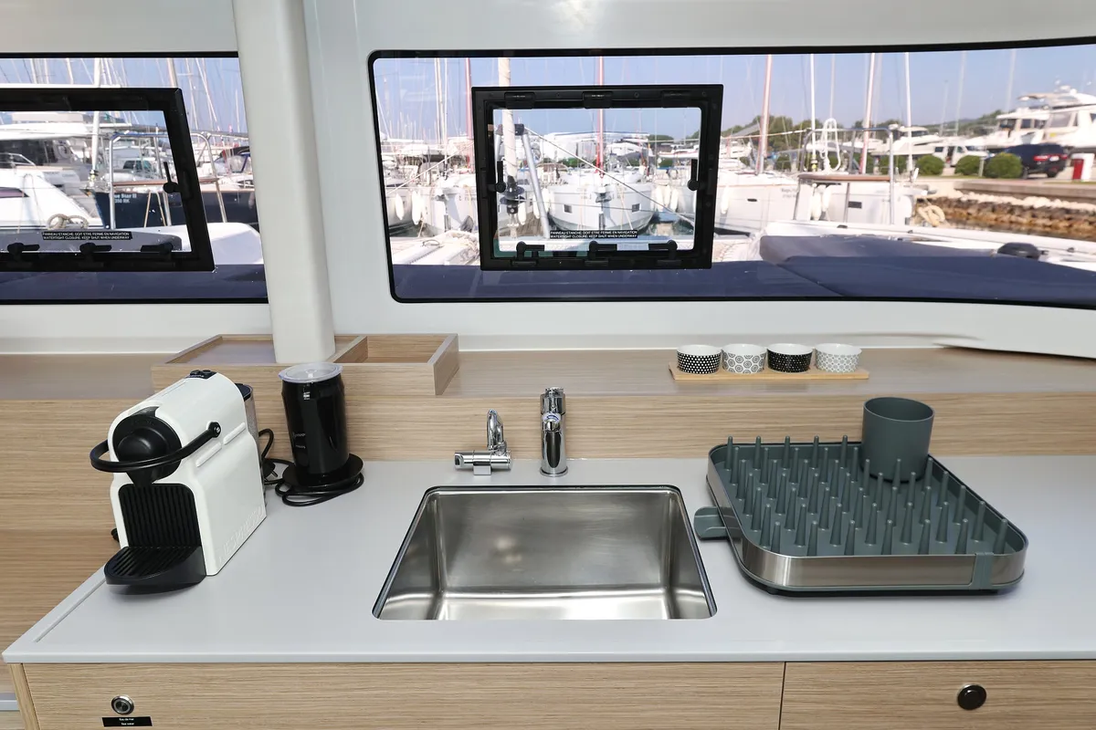 Galley of NAMI, a Lagoon 38 catamaran at Općina Sukošan, Croatia