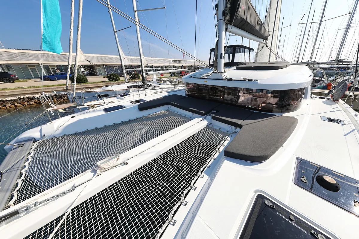 Deck of NAMI, a Lagoon 38 catamaran at Općina Sukošan, Croatia
