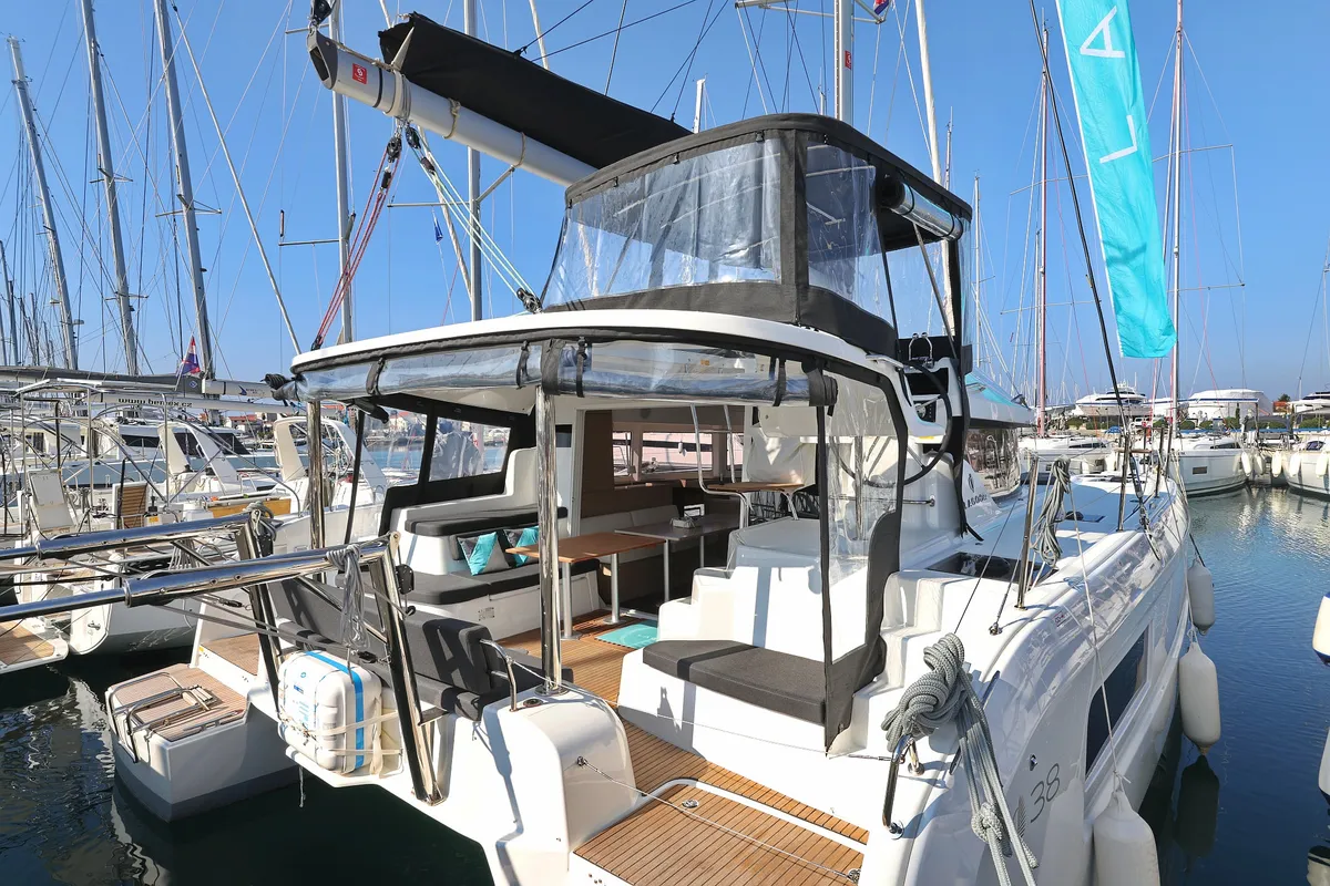 Exterior view of NAMI, a Lagoon 38 catamaran at Općina Sukošan, Croatia