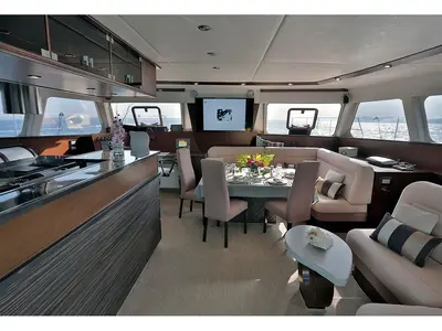 Salon of Anassa, a Sunreef 62 catamaran at Keramoti, Greece
