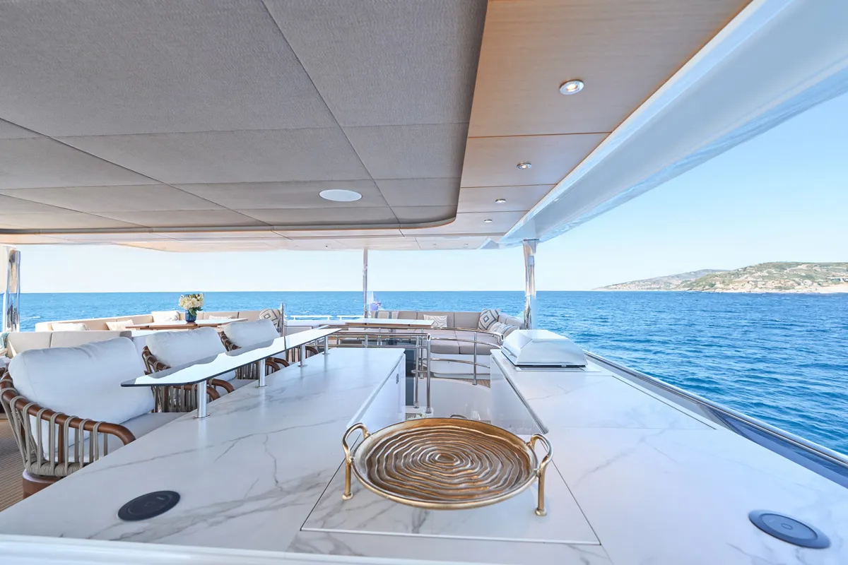 Cabin on ATRAVERSIA, a Gulet x-reuse catamaran at Imperia, Italy