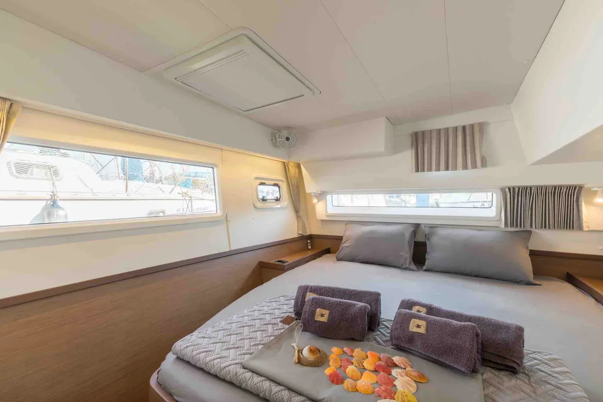 Cabin on Rosa dei Venti, a Lagoon 42 catamaran at Parikia, Greece