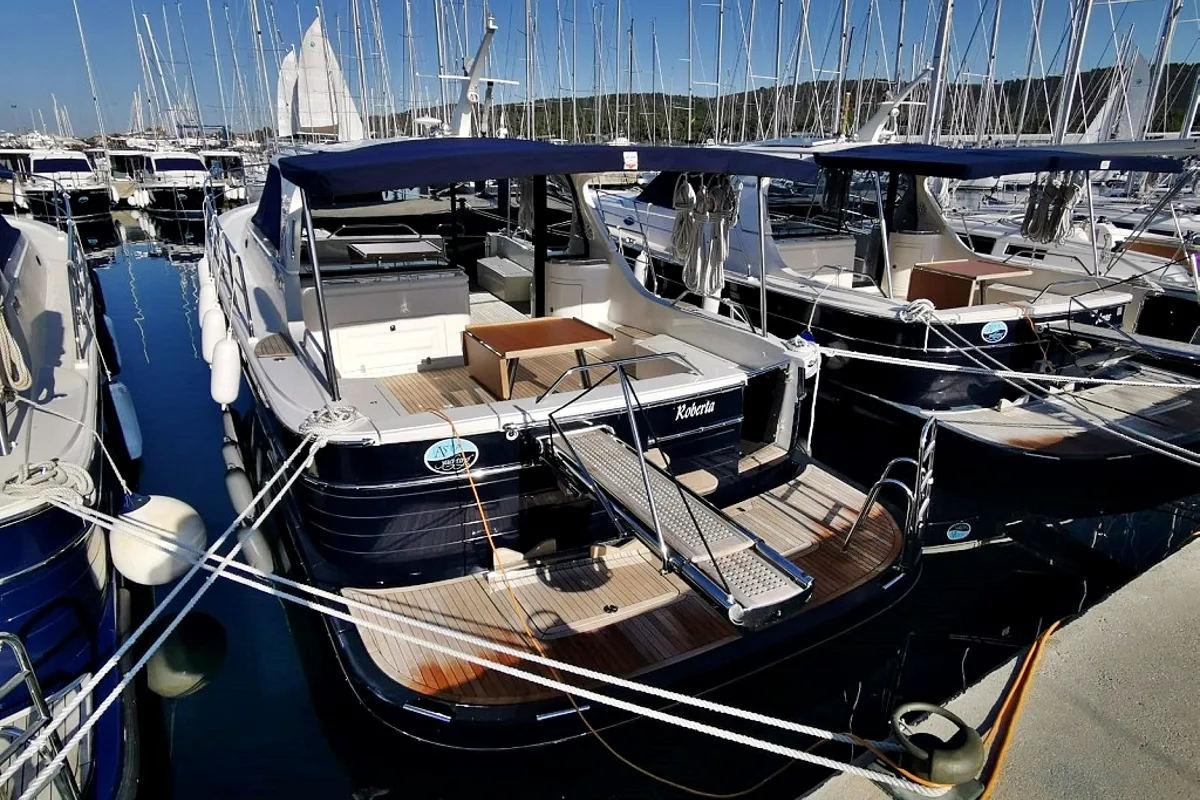 Exterior view of Roberta, a SAS - Vektor Adriana 44 motor yacht at Općina Sukošan, Croatia