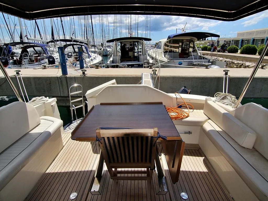 Deck of Roberta, a SAS - Vektor Adriana 44 motor yacht at Općina Sukošan, Croatia