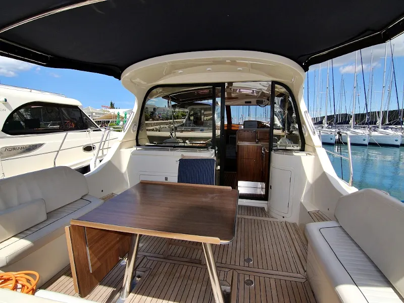 Deck of Roberta, a SAS - Vektor Adriana 44 motor yacht at Općina Sukošan, Croatia