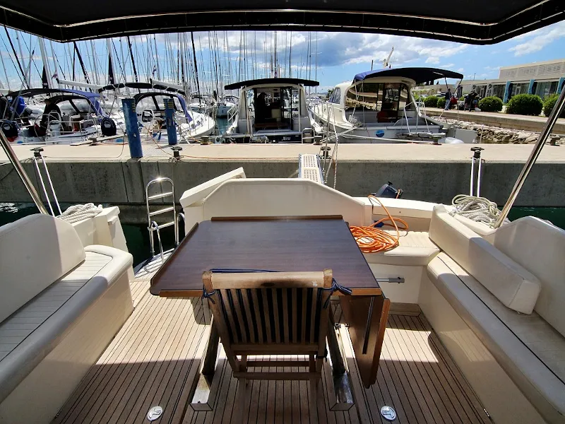 Deck of Roberta, a SAS - Vektor Adriana 44 motor yacht at Općina Sukošan, Croatia
