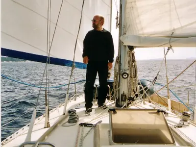 Deck of Myrto, a Dufour Gib Sea 442 sailboat at Athens, Greece