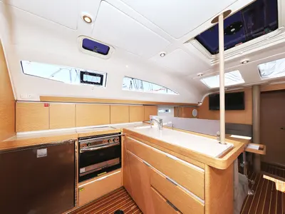 Galley of Ibiss, a Elan Impression 45 sailboat at Grad Šibenik, Croatia
