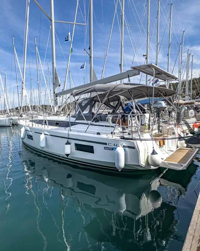 Exterior view of Livia, a Bavaria C42 sailboat at Grad Pula, Croatia