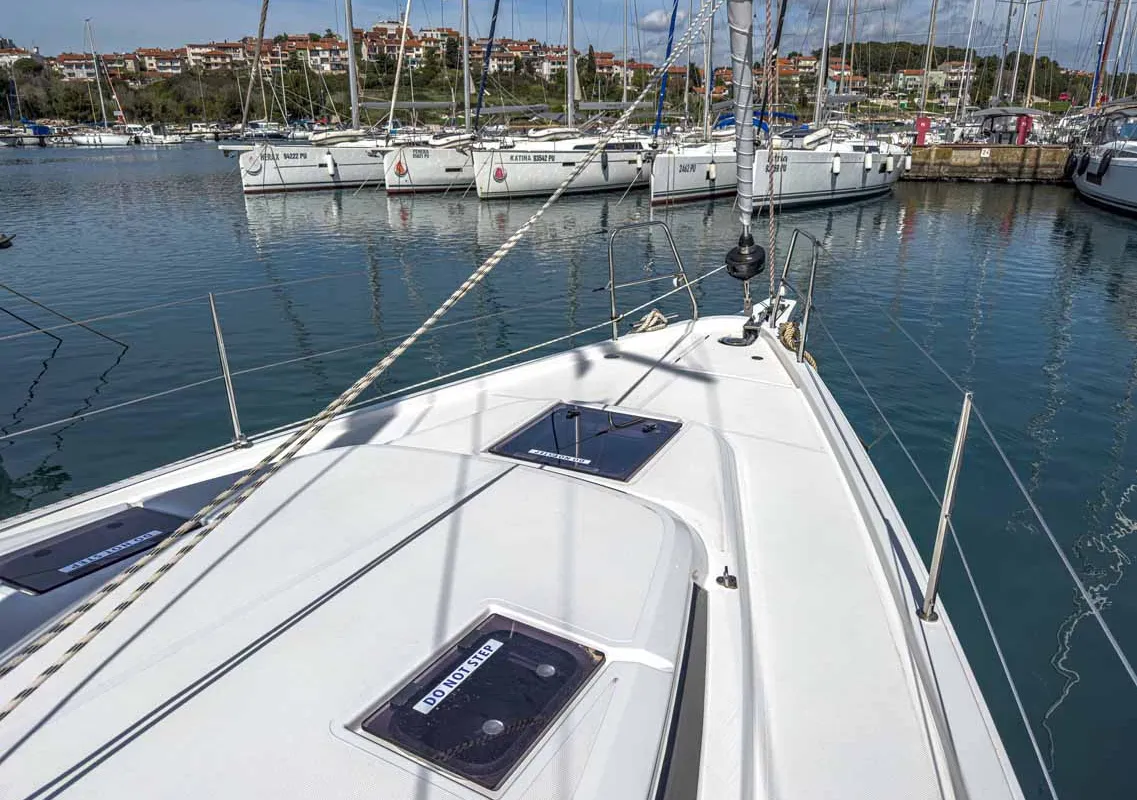 Deck of Livia, a Bavaria C42 sailboat at Grad Pula, Croatia