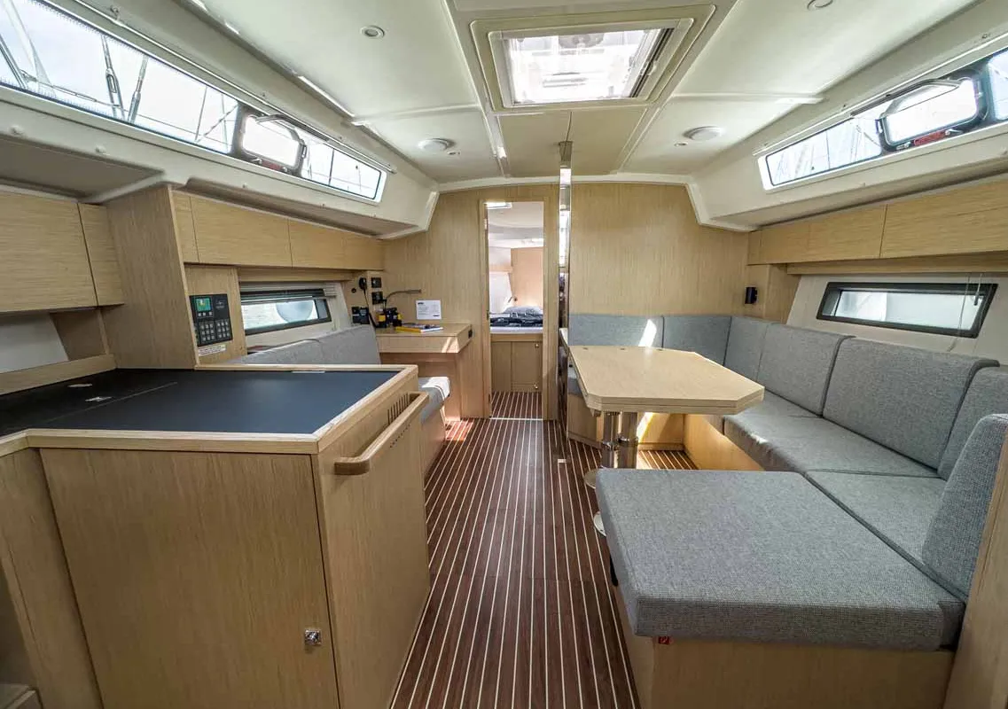 Salon of Livia, a Bavaria C42 sailboat at Grad Pula, Croatia