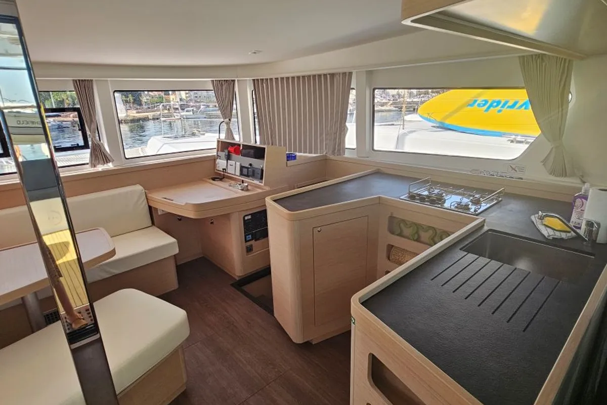 Salon of Azzuro, a Lagoon 42 catamaran at Grad Biograd na Moru, Croatia