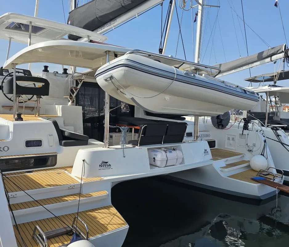 Deck of Azzuro, a Lagoon 42 catamaran at Grad Biograd na Moru, Croatia