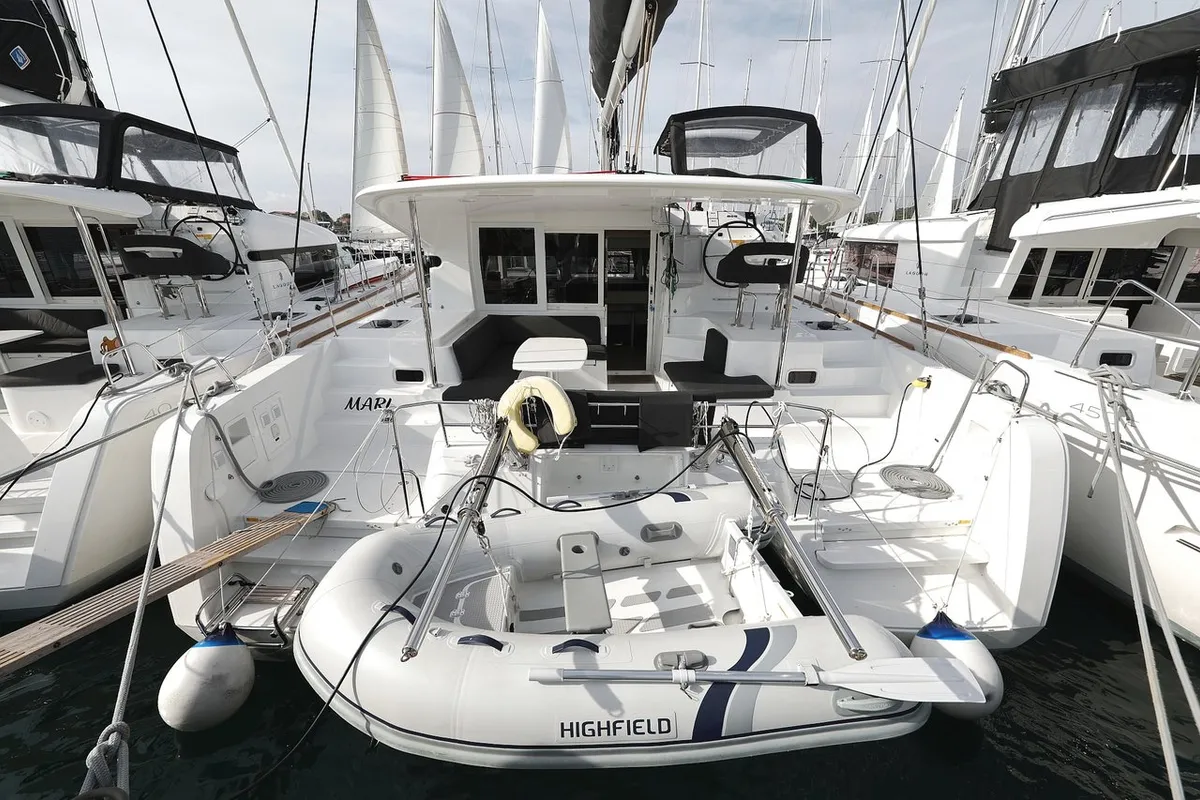 Exterior view of Mari, a Lagoon 40 catamaran at Općina Sukošan, Croatia