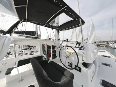 Cockpit of Mari, a Lagoon 40 catamaran at Općina Sukošan, Croatia
